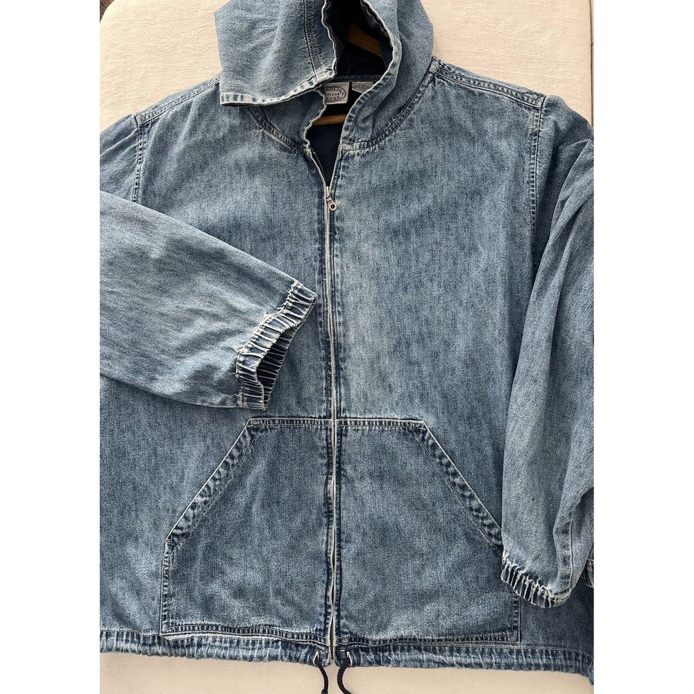 Vintage Carolina Blues Denim HarringtonHoodie Jacket XXL Or 20W Cotton Oversized